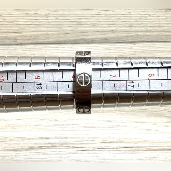 Designer Signed Cartier 18KWhite Gold Love Ring, Size 8 - Picture 8 of 9